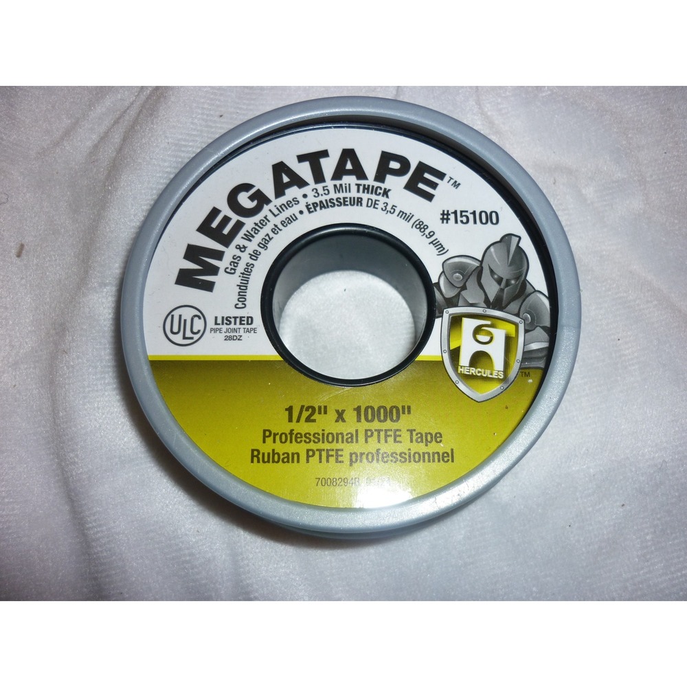 Hercules‎ Megatape 1/2 Inch x 1000 Inch PTFE Pipe Thread Seal Tape 15100